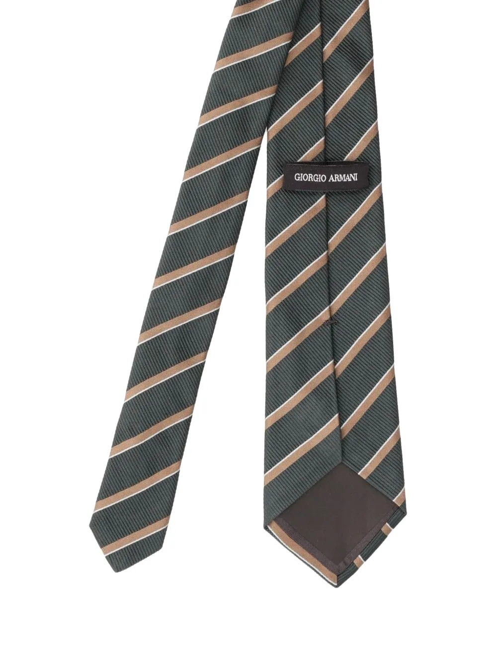 Giorgio Armani silk striped tie Groen