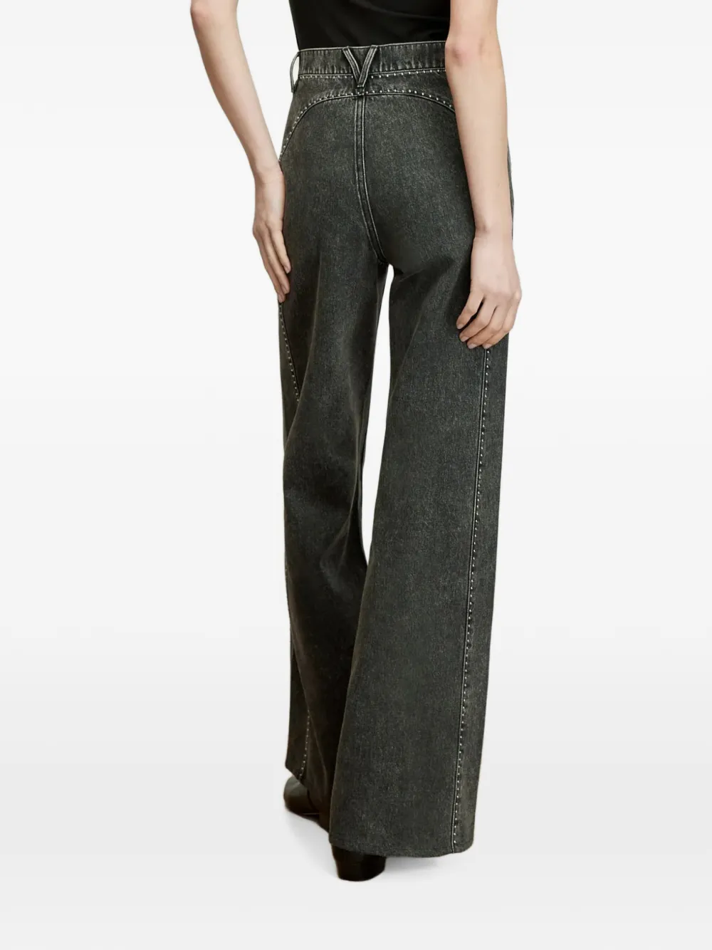 Veronica Beard Grant jeans verfraaid met studs en wijde pijpen Grijs