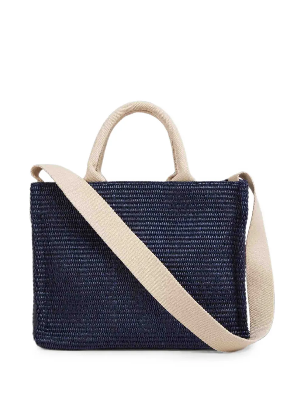 Marni Raffia shopper met geborduurd logo Blauw