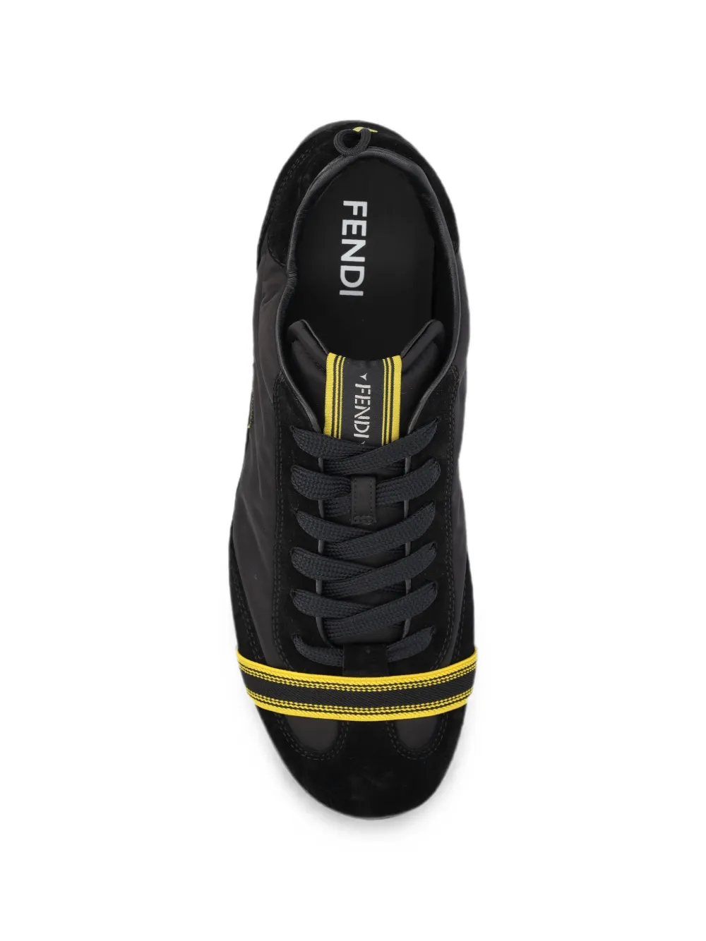 FENDI Wrap black suede and fabric low-top trainers Zwart
