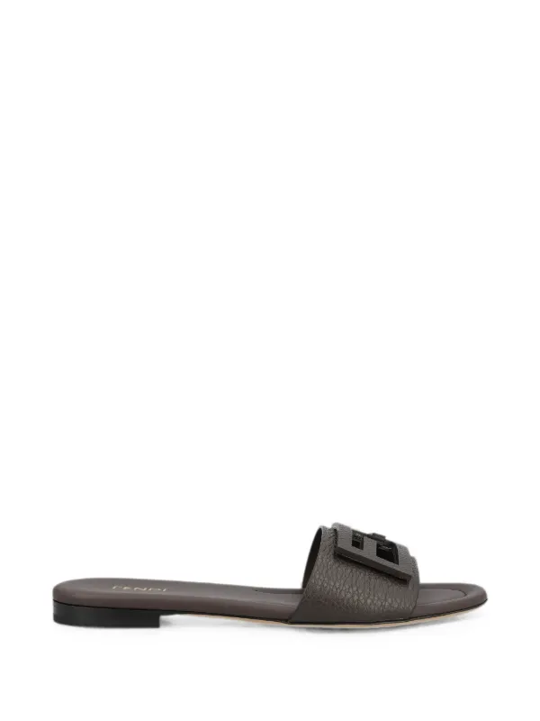 Fendi Baguette Dark Brown Leather Slides