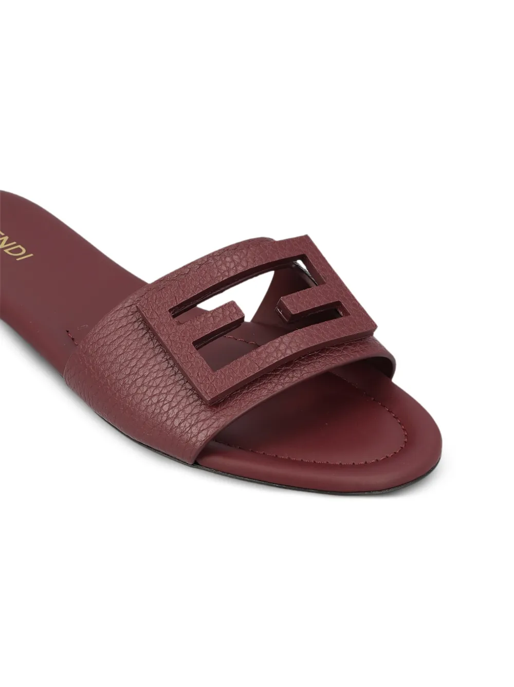 FENDI Baguette burgundy leather slides Rood