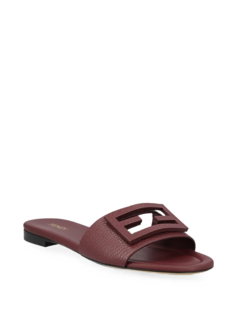 FENDI Baguette burgundy leather slides Rood