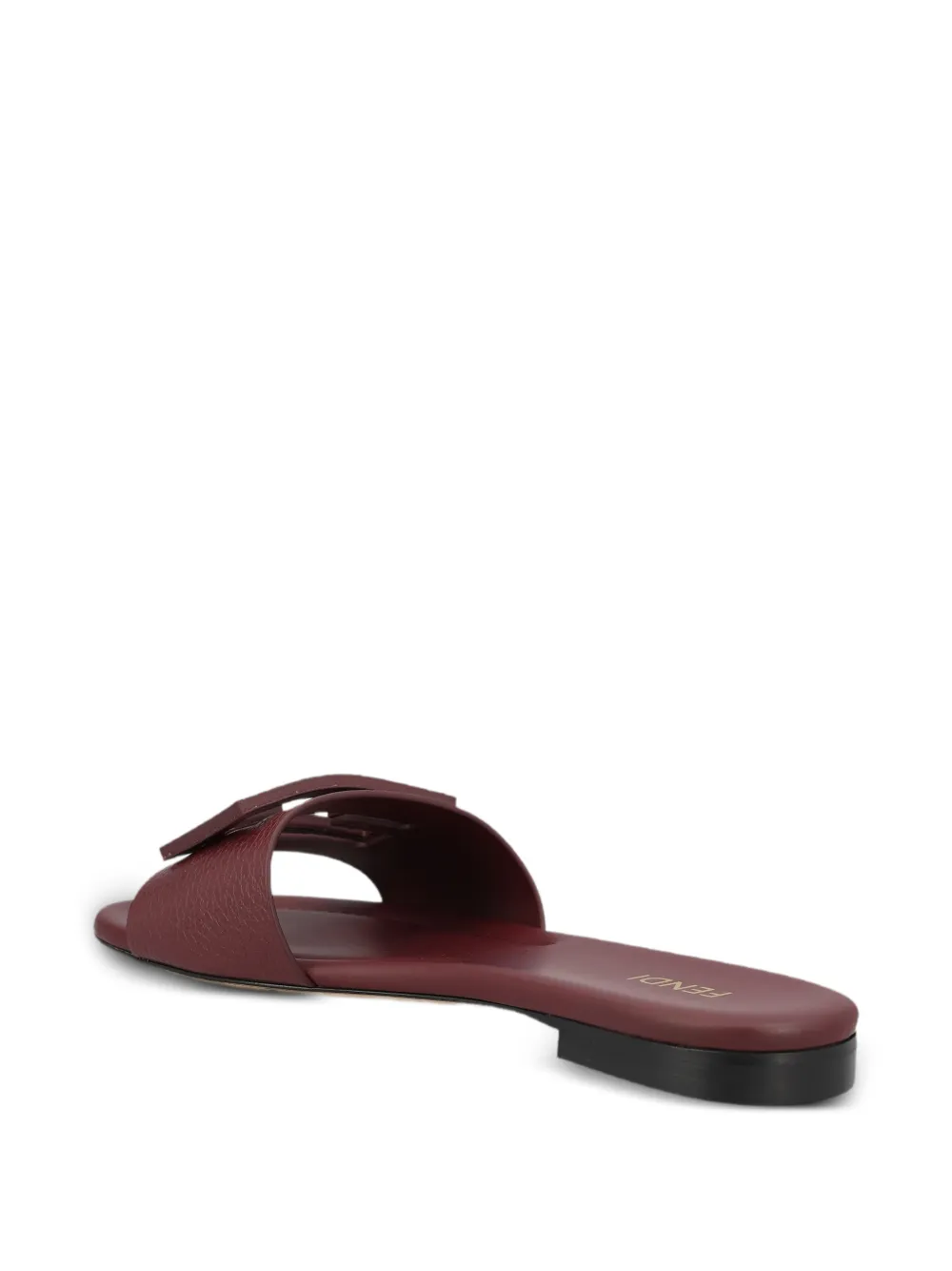 FENDI Baguette burgundy leather slides Rood