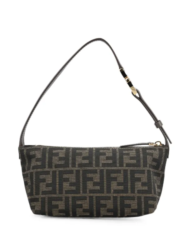 Fendi Vanity Pouch Small FF Zucca Jacquard Fabric Mini Bag in Black