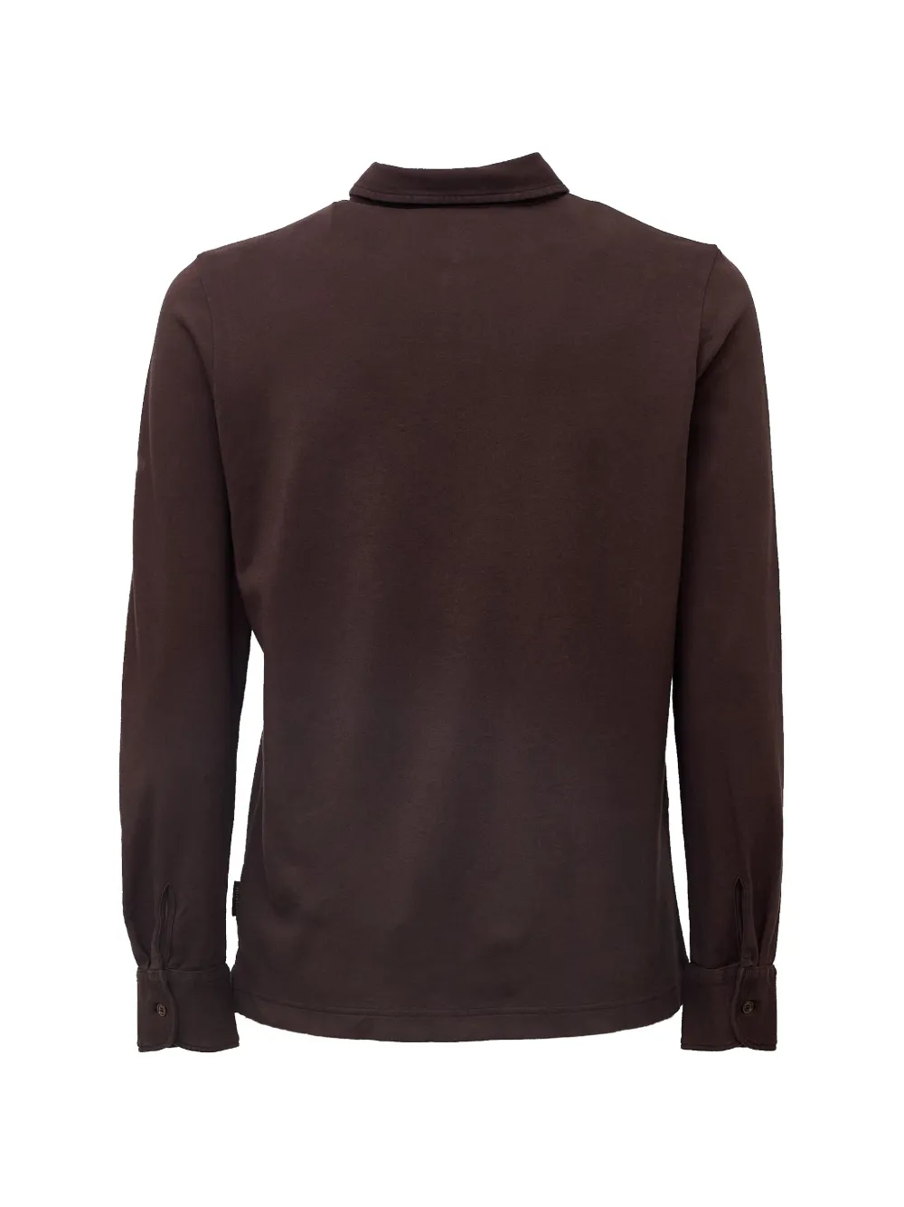 Zanone Poloshirt met lange mouwen en knoopmanchetten Bruin