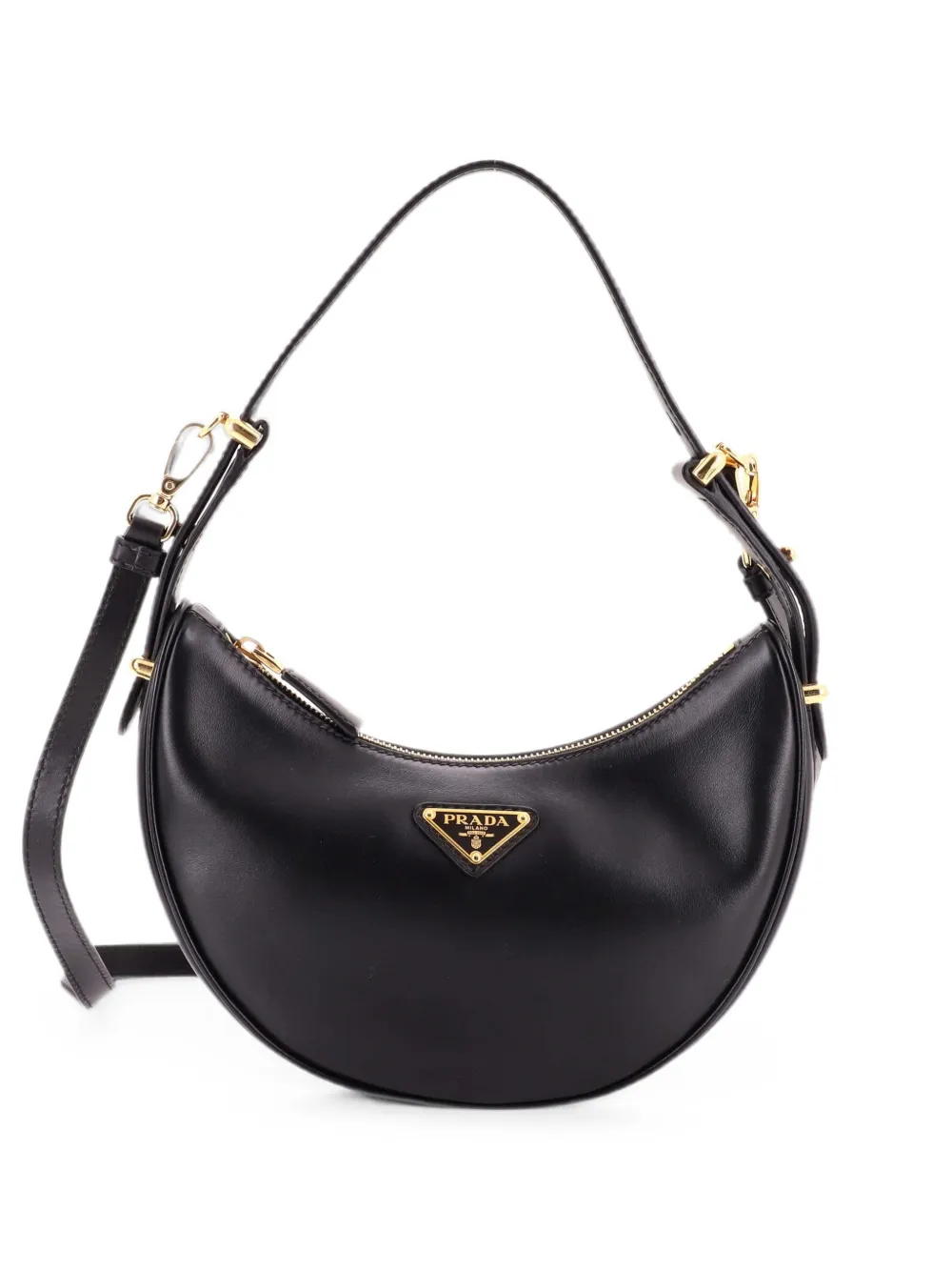 Prada Pre-Owned Arque Half Moon Leather Small hobo bag - Black
