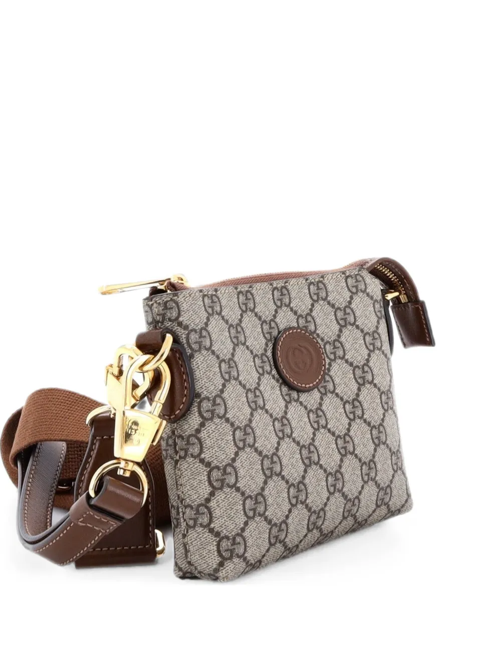 Gucci Pre-Owned Interlocking G Patch Wristlet Messenger Bag GG Coated Canvas Mini crossbody bag - Brown