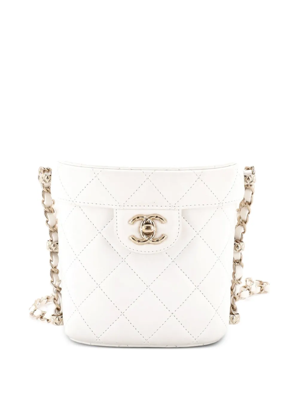 CHANEL Pre-Owned CC Box Vanity Case with Chain Quilted Lambskin Small pouch - Bianco