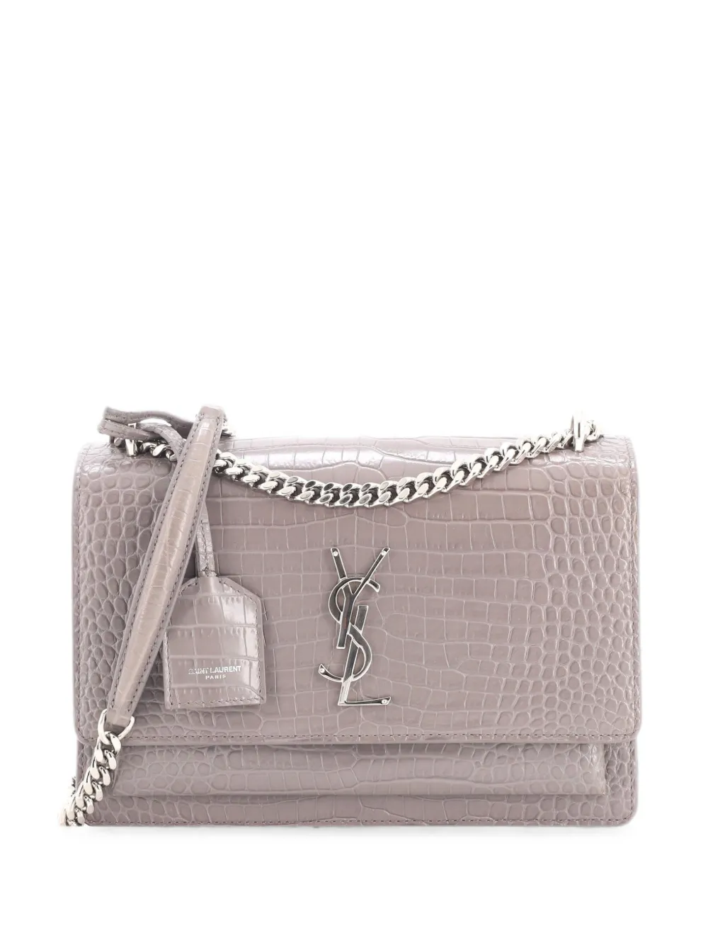 Saint Laurent Pre-Owned Sunset Crocodile Embossed Leather Medium crossbody bag - Grey