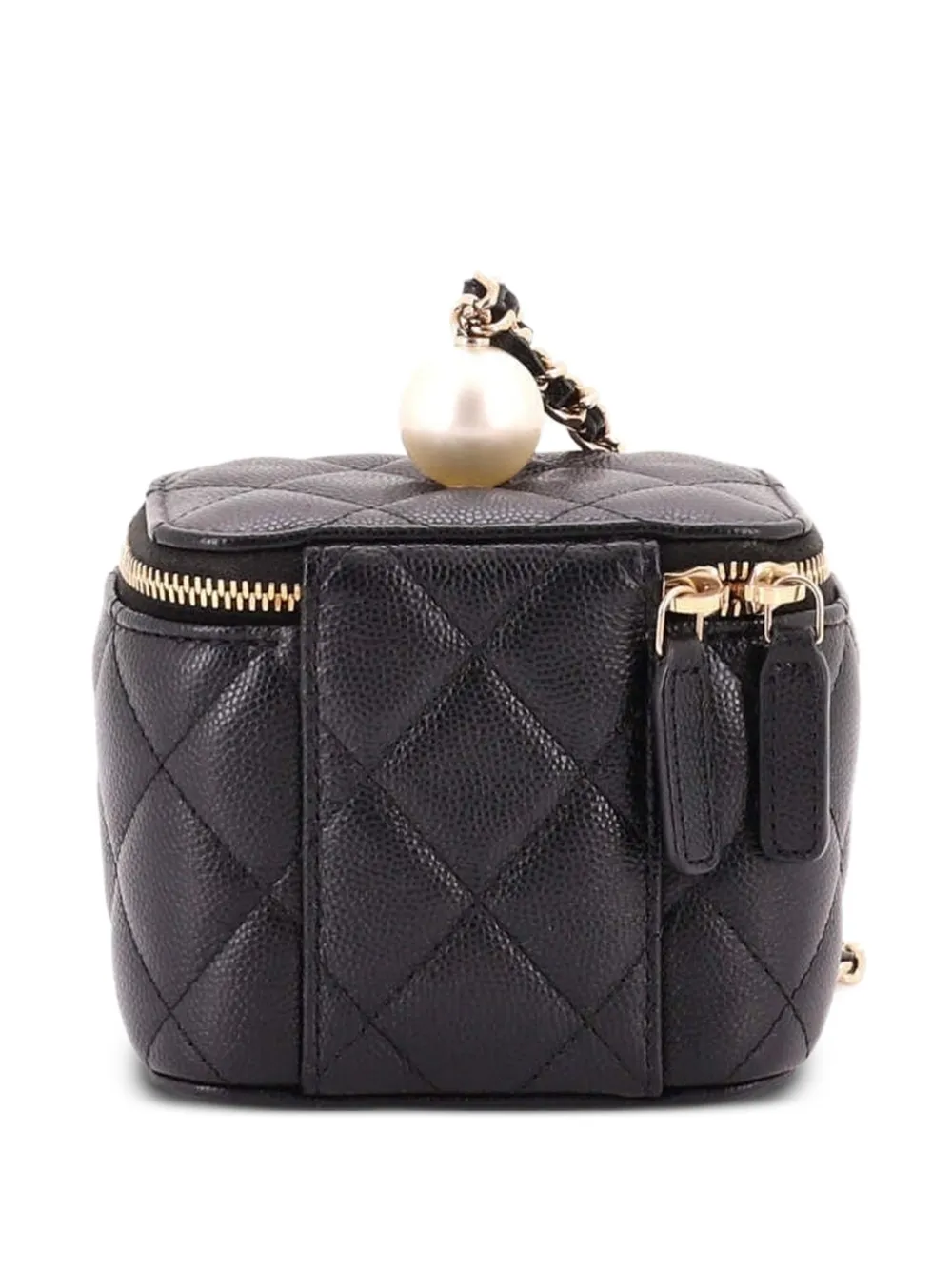 CHANEL Pre-Owned Classic Pearl Vanity Case with Chain Quilted Caviar Mini clutch bag - Nero