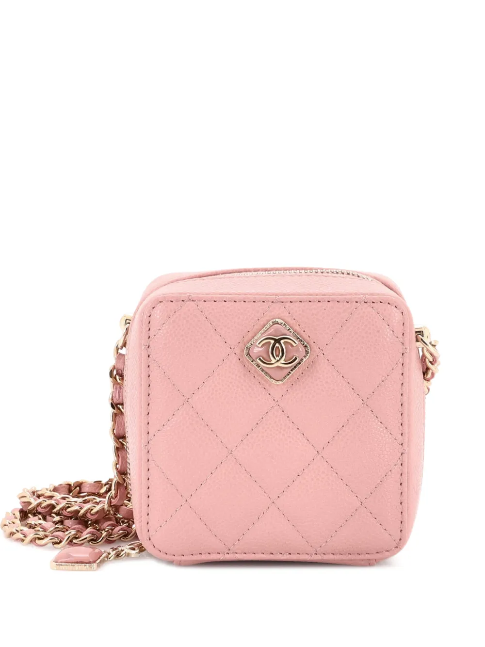 CHANEL Pre-Owned Mini Diamond CC Umhängetasche aus gestepptem Kaviarleder mit Reißverschluss - Rosa