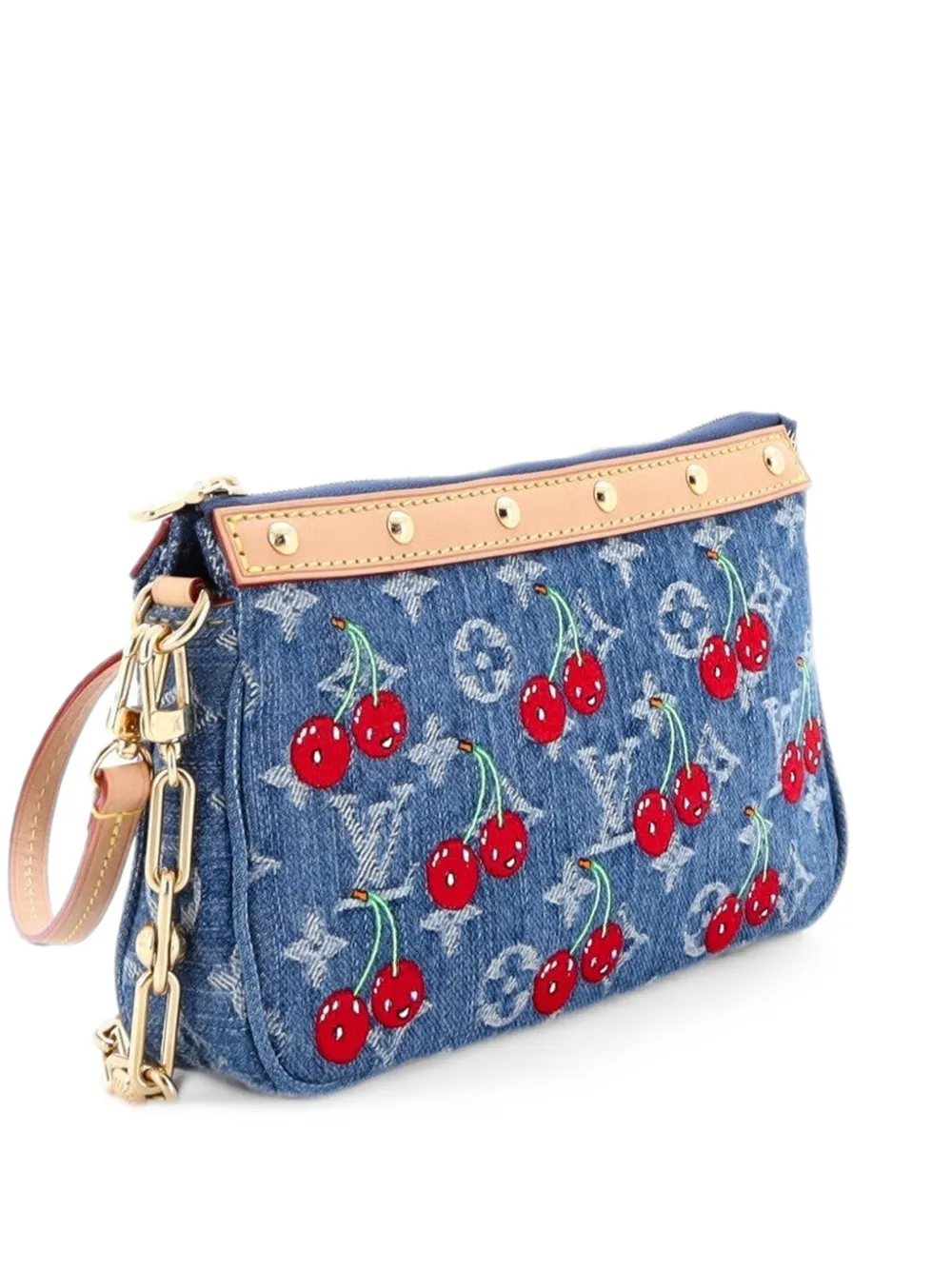 Louis Vuitton Pre-Owned x Takashi Murakami Chain Pochette Accessoires NM Limited Edition Monogram Cerises Denim shoulder bag - Blu