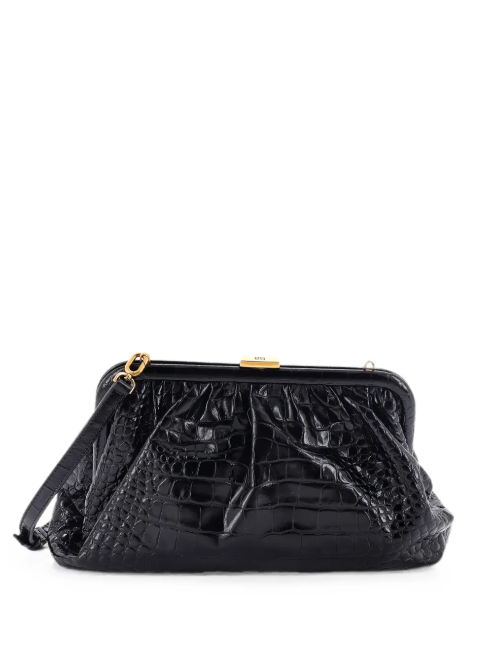 Balenciaga Pre-Owned Große Cloud Clutch mit Kroko-Effekt - Schwarz