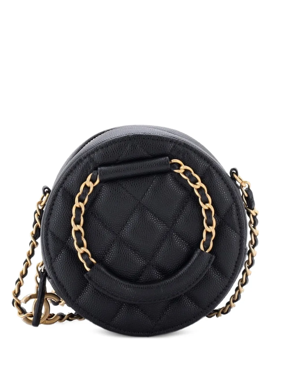 CHANEL Pre-Owned In The Loop Round Clutch with Chain Quilted Caviar Mini crossbody bag - Nero