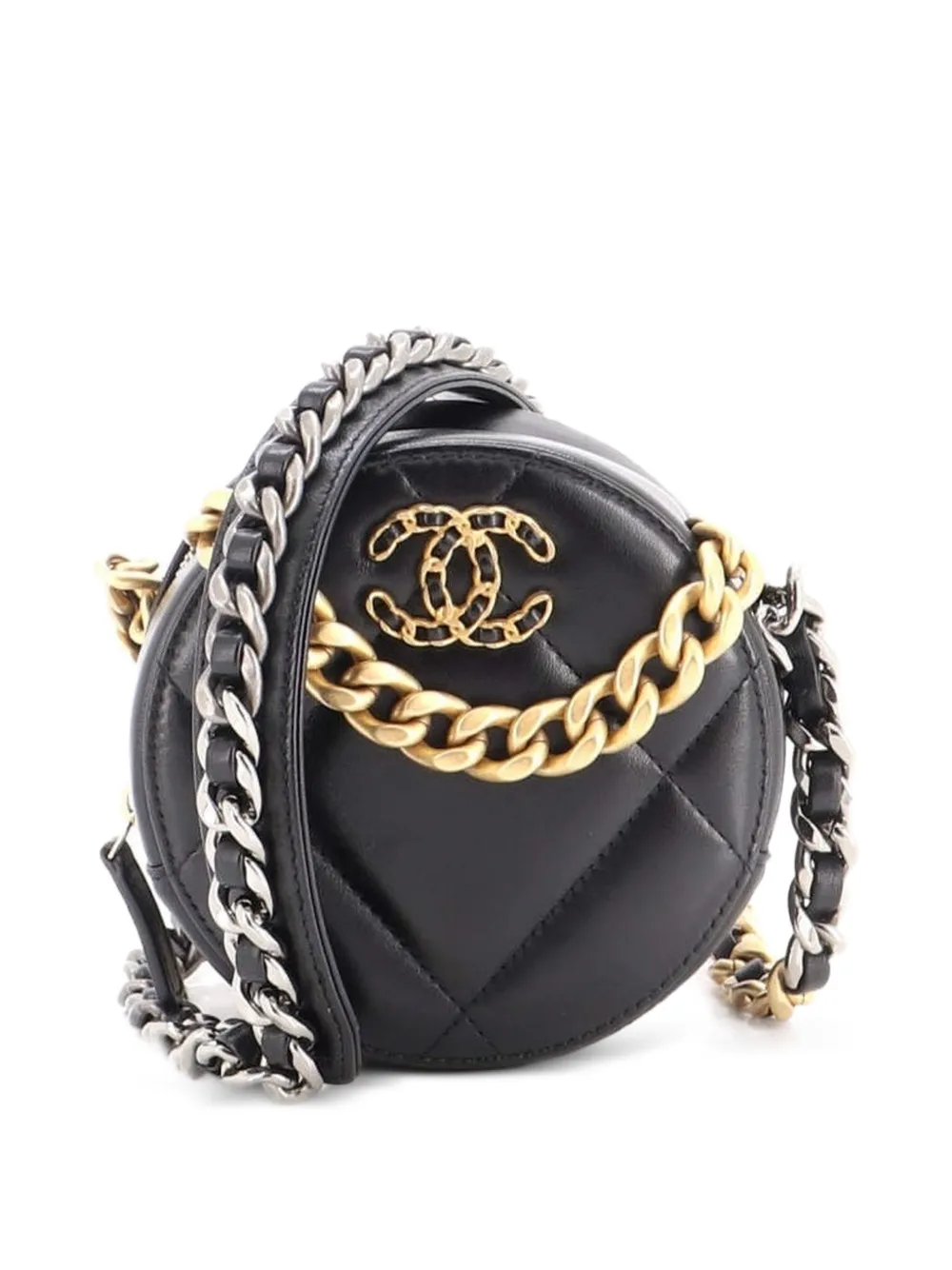 CHANEL Pre-Owned 19 Round with Chain Quilted Leather clutch bag - Nero