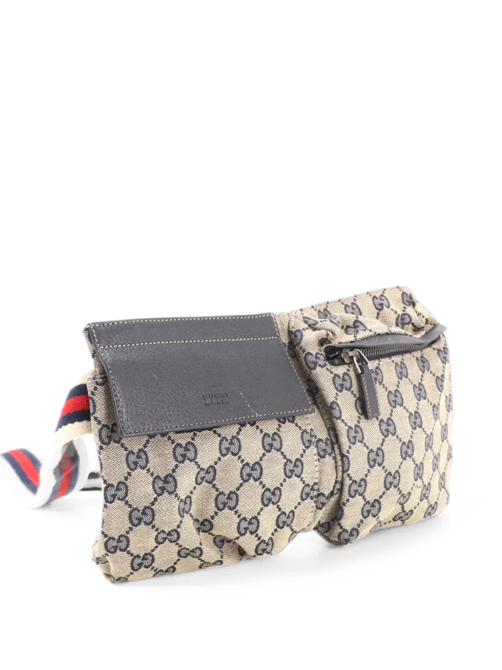 Gucci Pre-Owned Vintage Double GG Canvas with Leather Small belt bag - Blu
