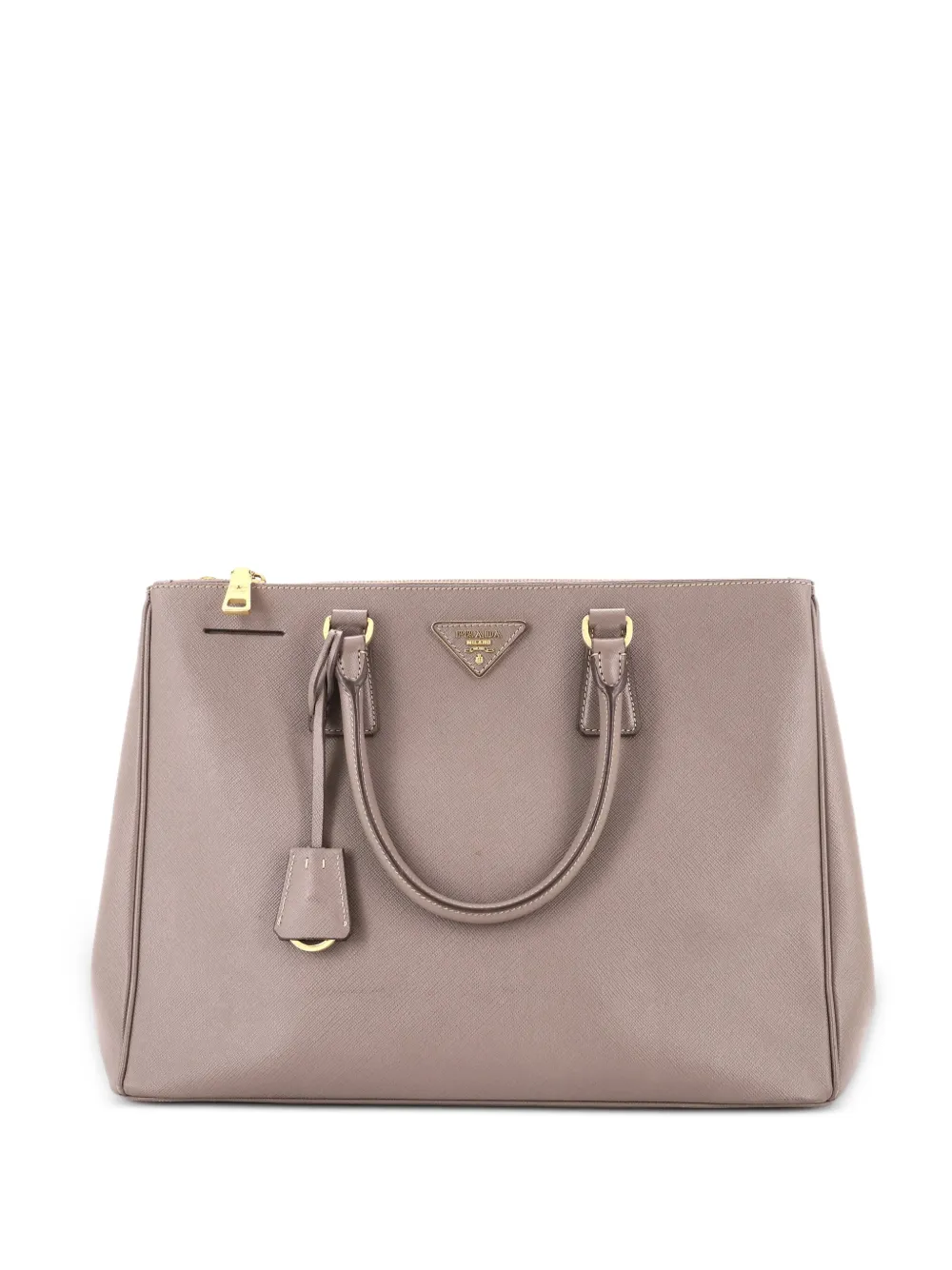 Prada Pre-Owned Große Lux Tote Bag aus Saffiano-Leder mit Zwei-Wege-Reißverschluss - Nude