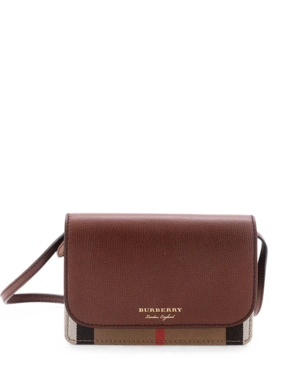 Burberry Pre-Owned Hampshire Wallet on Chain Leather and House Check Canvas crossbody bag - Brown