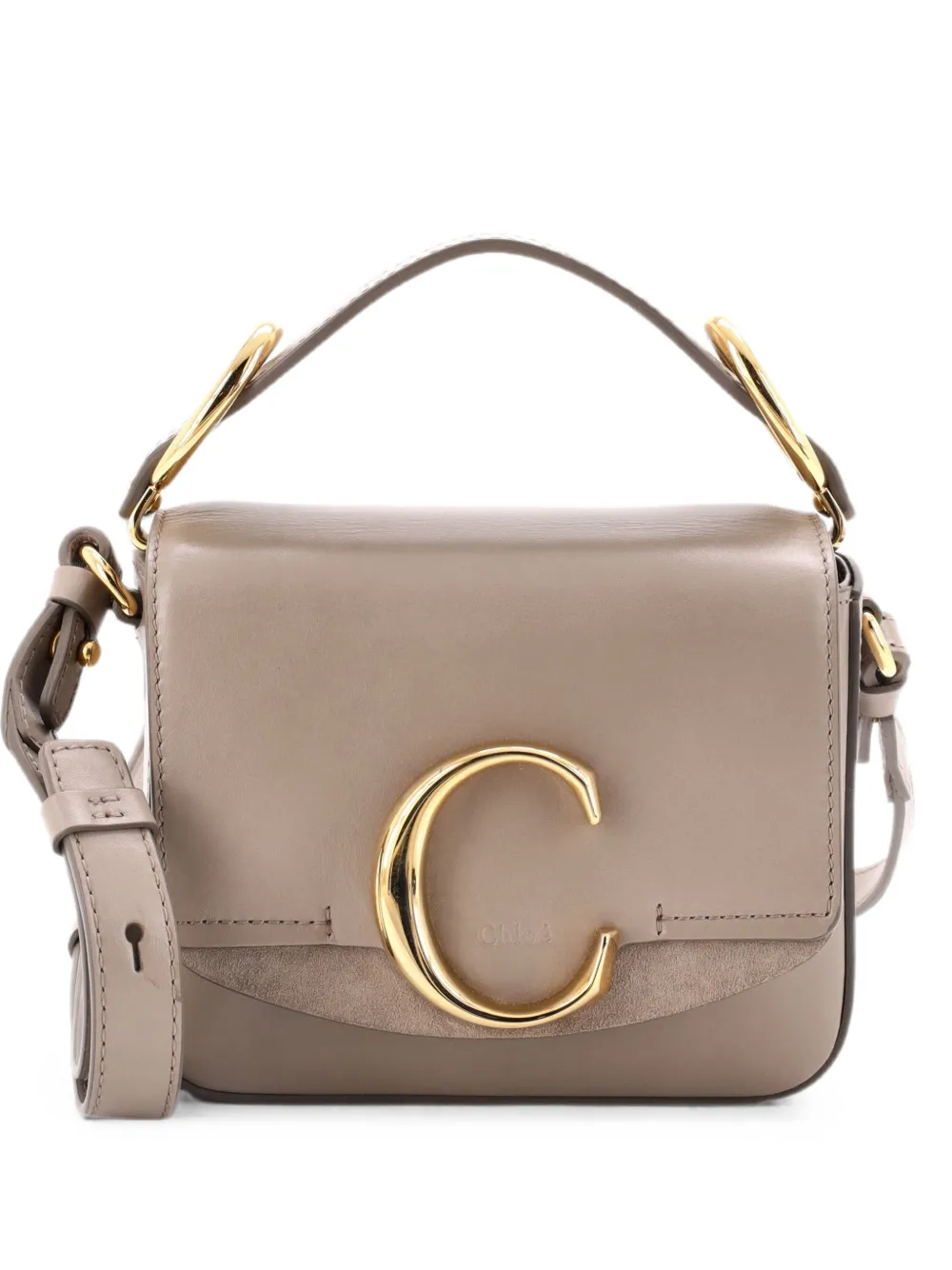 Chloé Pre-Owned C Flap Bag Leather Mini crossbody bag - Grey