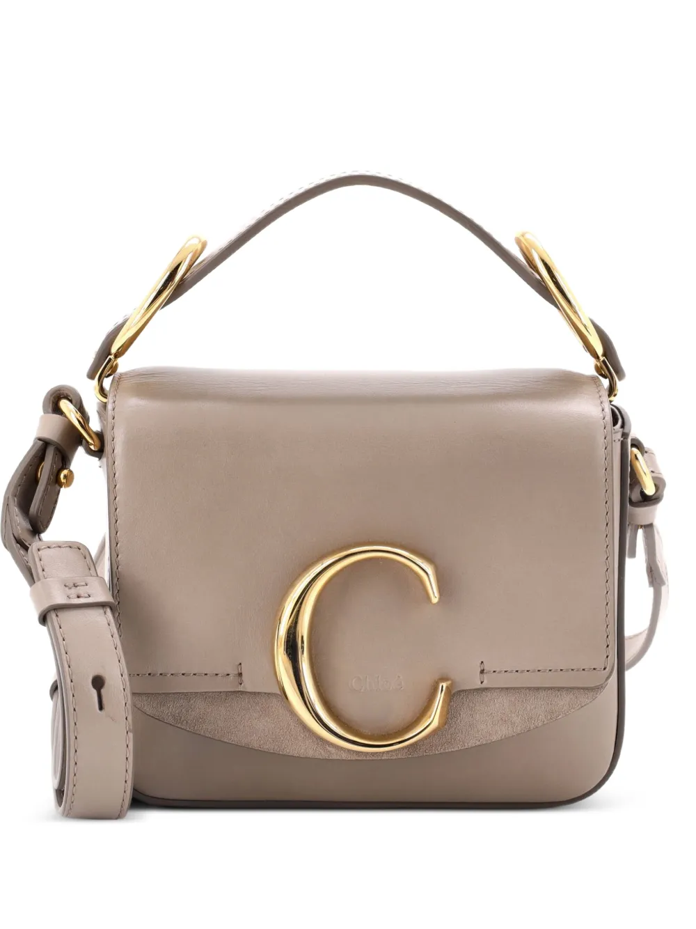 Chloé Pre-Owned C Flap Bag Leather Mini crossbody bag - Grigio