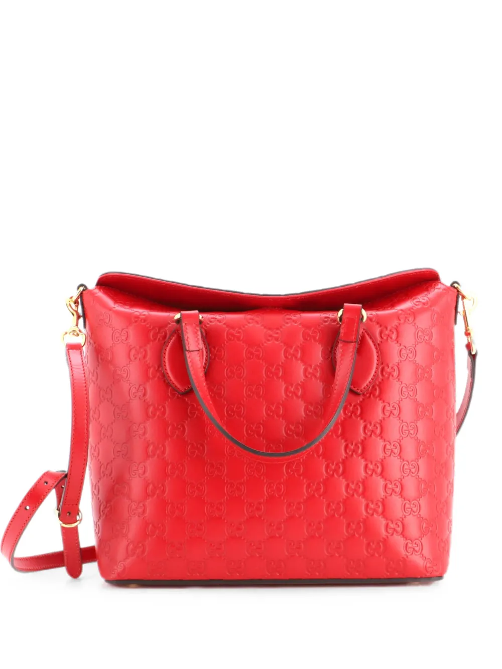 Gucci Pre-Owned Signature Fold Over Tote Guccissima Leather Medium satchel - Red