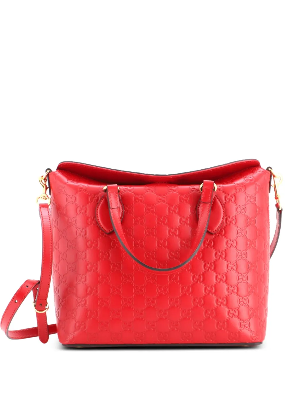 Gucci Pre-Owned Mittelgroße Signature Fold Over Tote Guccissima Satchel-Tasche - Rot