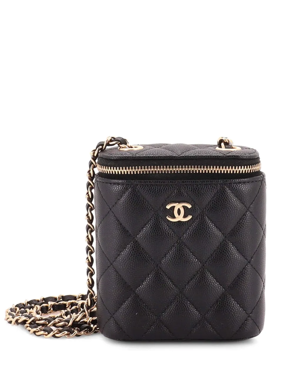 CHANEL Pre-Owned Vertical Classic Vanity Case with Chain Quilted Caviar Mini shoulder bag - Nero