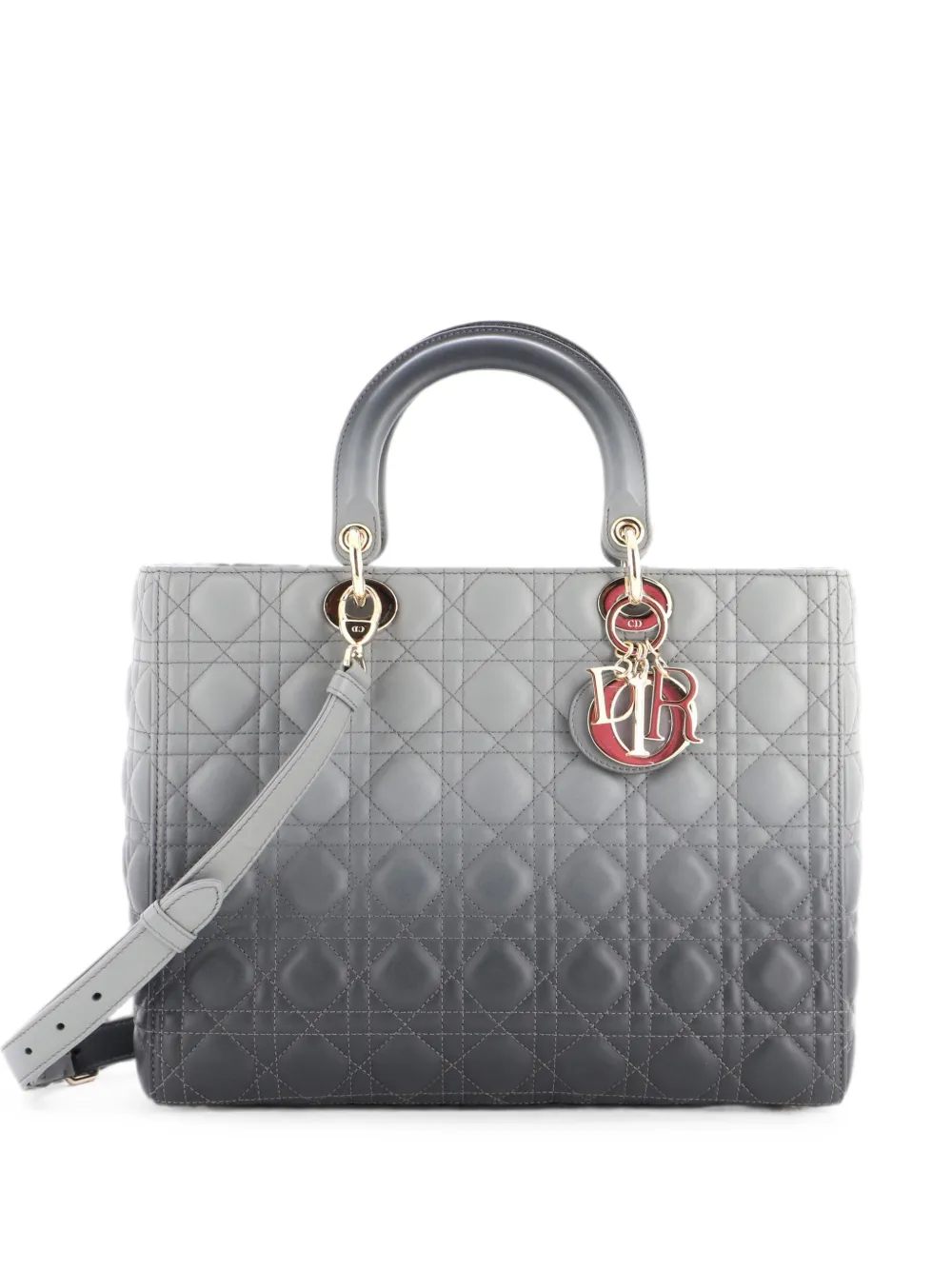 Christian Dior Pre-Owned Lady Dior Bag Cannage Quilt Gradient Lambskin Large tote bag - Grey
