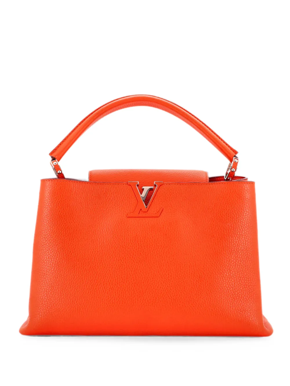 Pre-owned Louis Vuitton Capucines Bag Leather Gm Satchel In オレンジ