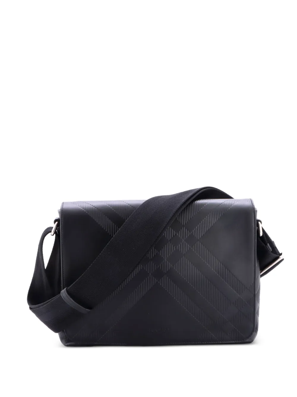 Burberry Pre-Owned Mittelgroße Full Flap Umhängetasche mit Check-Prägung - Schwarz