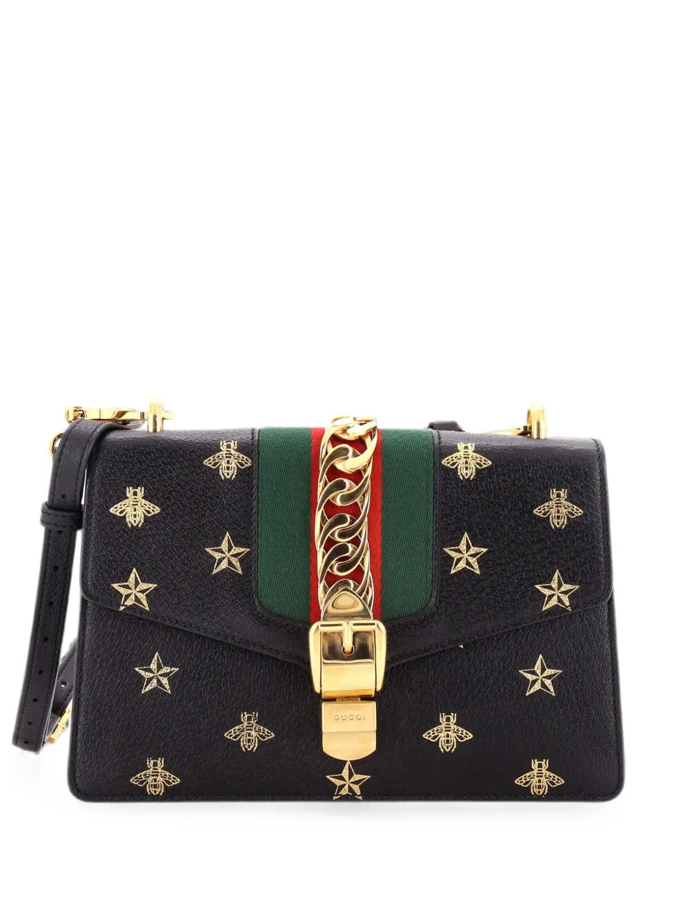 Gucci Pre-Owned Sylvie Printed Leather Small shoulder bag - Black