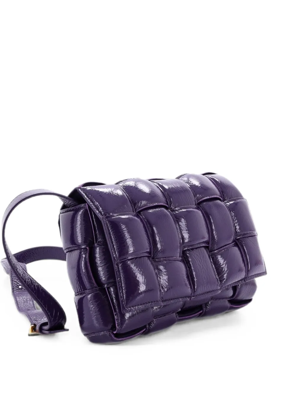 Bottega Veneta Pre-Owned Cassette Padded Maxi Intrecciato Patent crossbody bag - Purple