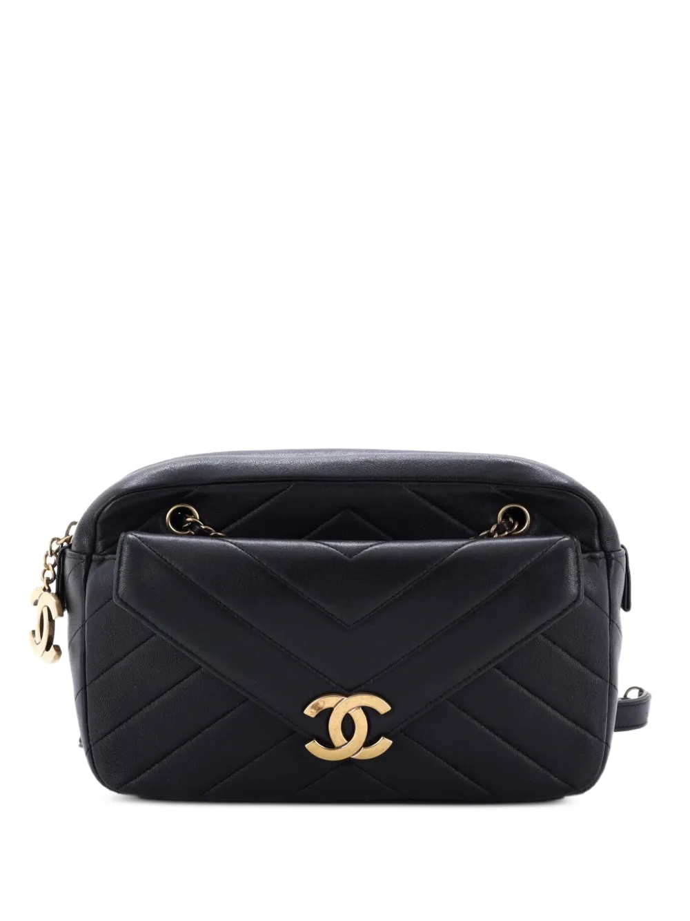 CHANEL Pre-Owned Coco Envelope Camera Case Bag Chevron Lambskin Small shoulder bag - Nero