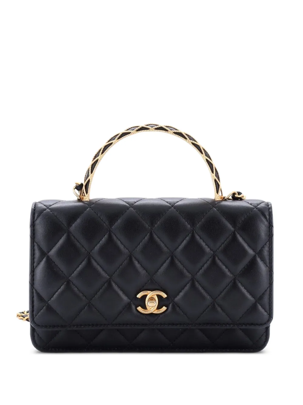 CHANEL Pre-Owned Pick Me Up Logo Handle Wallet on Chain Quilted Lambskin satchel - Nero