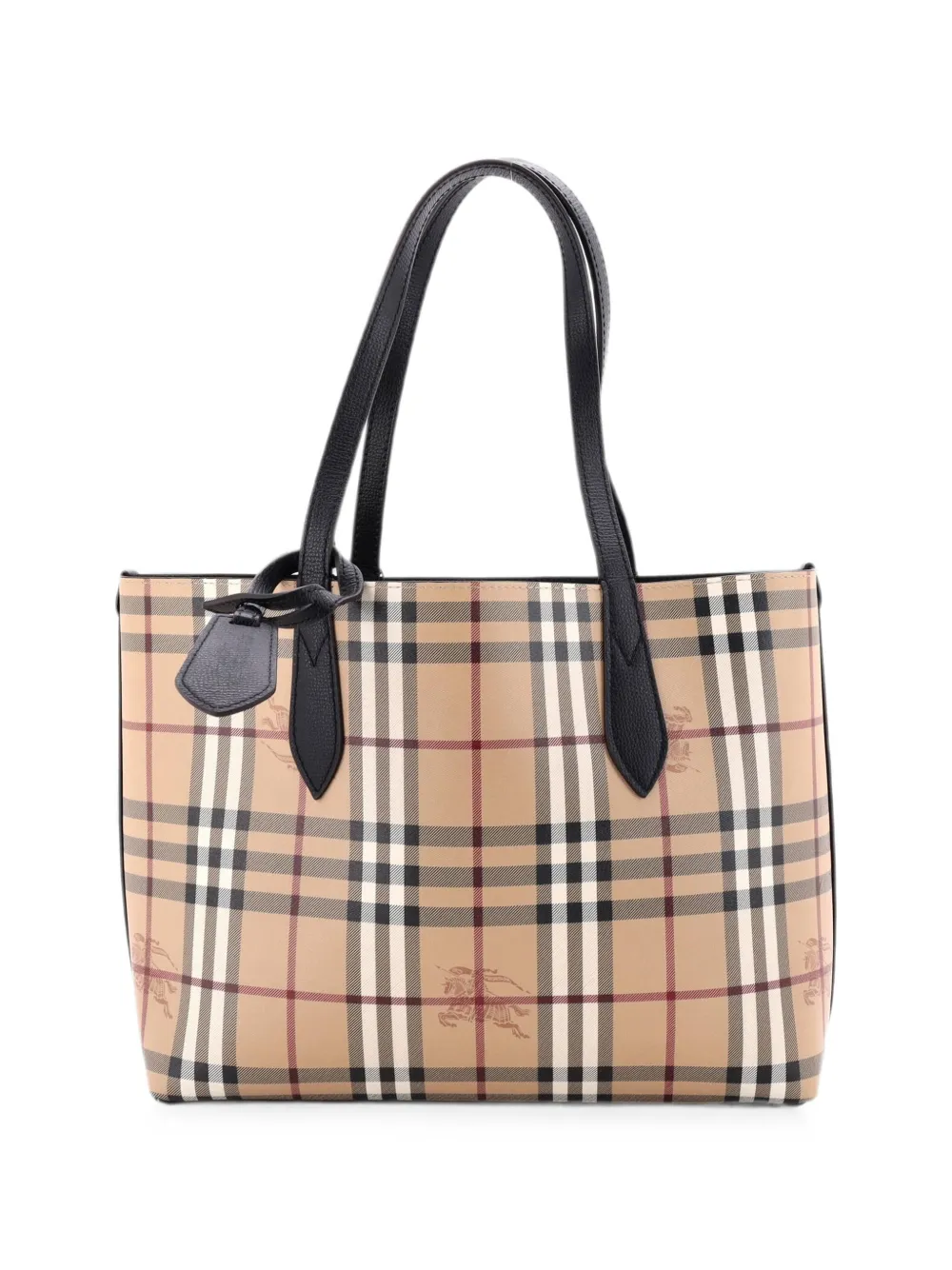 Burberry Pre-Owned Kleine wendbare Haymarket Satchel-Tasche aus Canvas und Leder - Nude