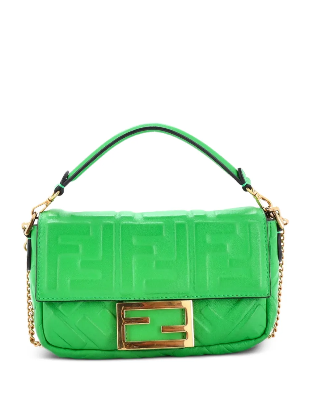 Fendi Pre-Owned Baguette NM Bag Zucca Embossed Leather Mini crossbody bag - Verde