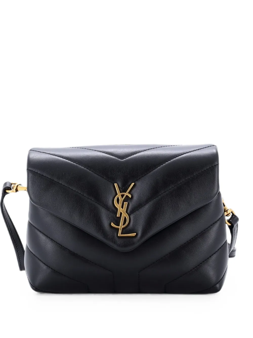 Saint Laurent Pre-Owned Loulou Shoulder Bag Matelasse Chevron Leather Toy crossbody bag - Black
