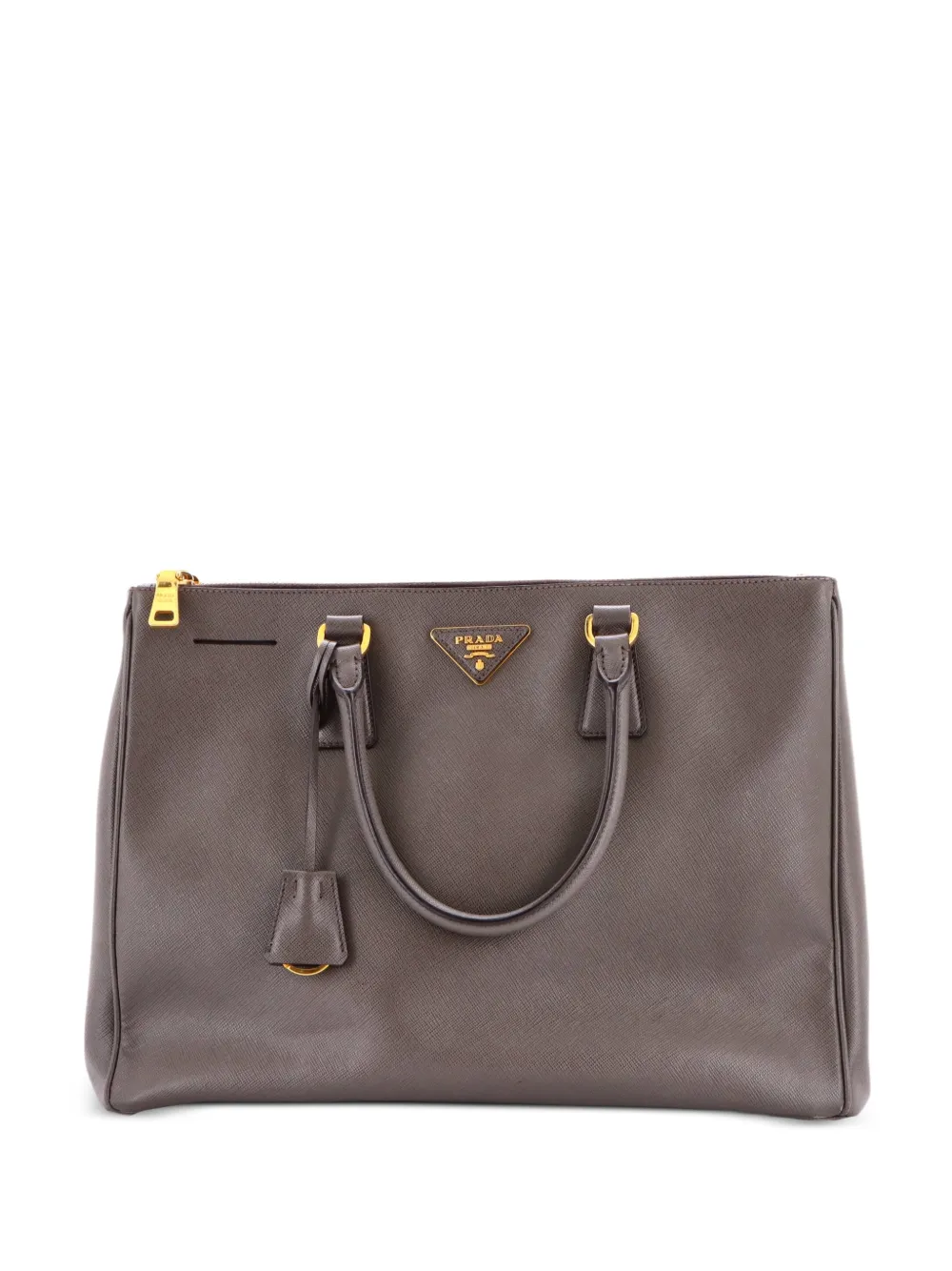Prada Pre-Owned Große Lux Tote Bag aus Saffiano-Leder mit Zwei-Wege-Reißverschluss - Grau