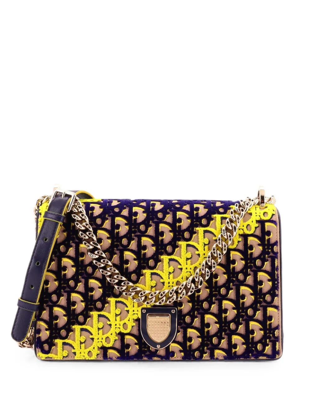 Christian Dior Pre-Owned Diorama Flap Bag Oblique Velvet and Canvas Medium shoulder bag - Blue