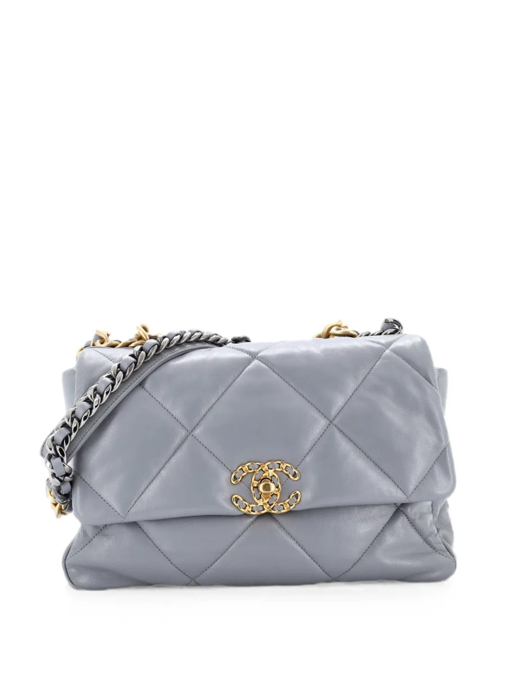 CHANEL Pre-Owned 19 Flap Bag Quilted Leather Large crossbody bag - Grey