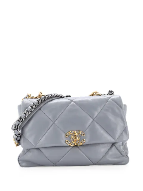 CHANEL Pre-Owned 19 플랩 백 퀼팅 레더 라지 크로스 백