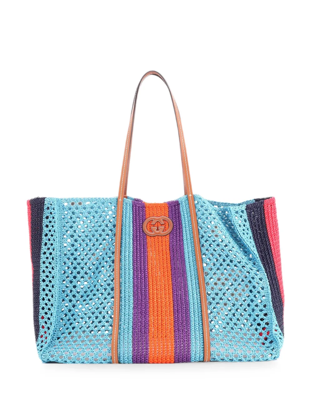 Gucci Pre-Owned Interlocking G Web Raffia Medium tote bag - Blue