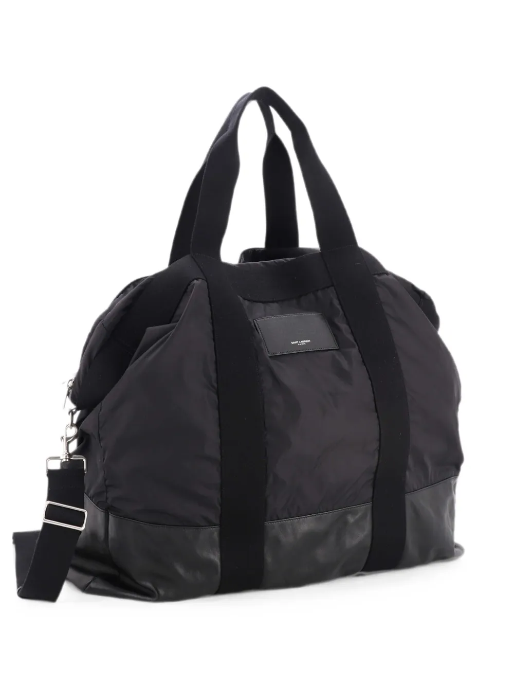 Saint Laurent Pre-Owned City Logo Tote Bag Nylon with Leather travel bag - Black