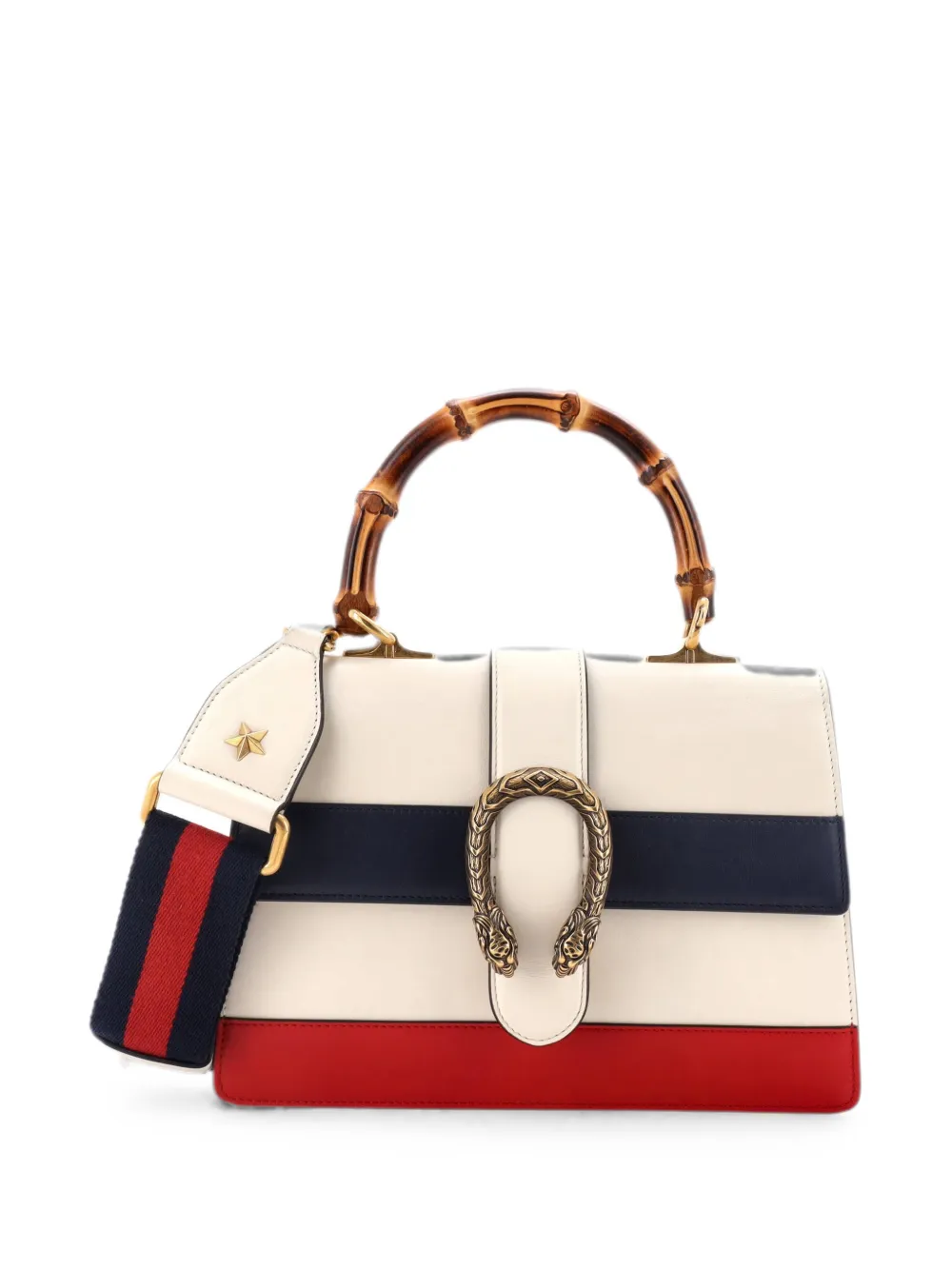 Gucci Pre-Owned Dionysus Bamboo Top Handle Bag Colorblock Leather Medium satchel - Neutrals