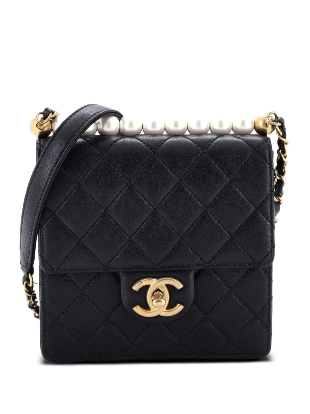 CHANEL Pre-Owned Chic Pearls Flap Bag Quilted Goatskin Mini crossbody bag - Nero