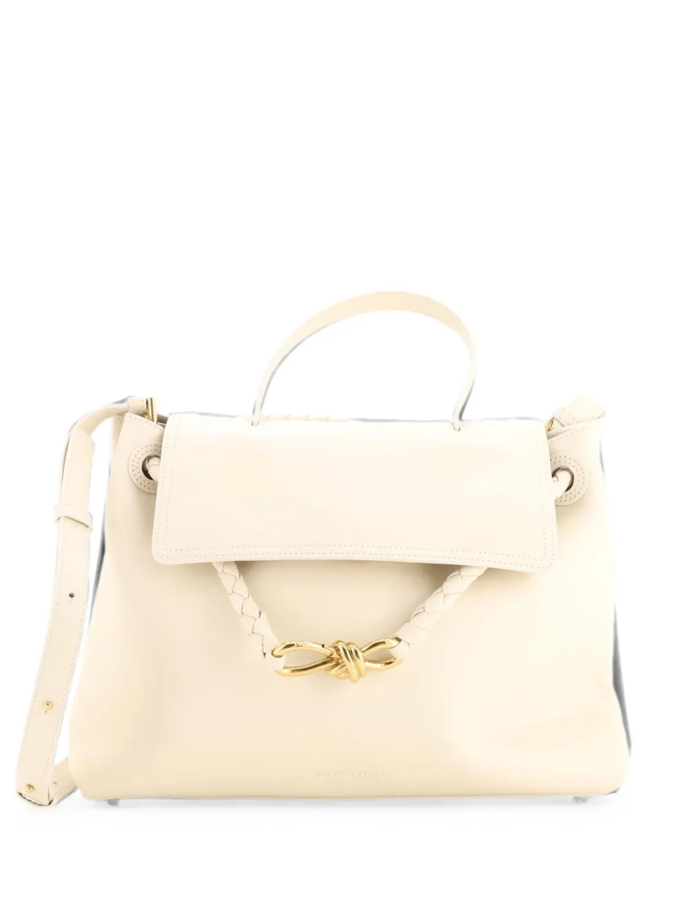 Bottega Veneta Pre-Owned Ciao Ciao Top Handle Bag Leather with Intrecciato Detail Medium satchel - Neutrals
