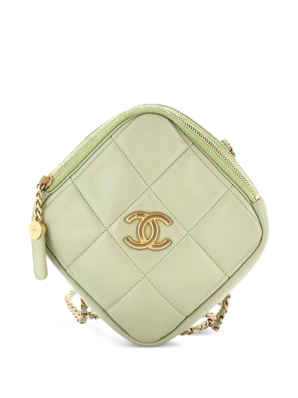 CHANEL Pre-Owned Diamond Chain Quilted Lambskin Small crossbody bag - Verde