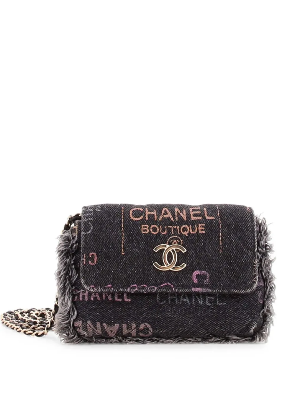 CHANEL Pre-Owned Gesteppte Denim Mood Clutch mit Logo-Print - Schwarz