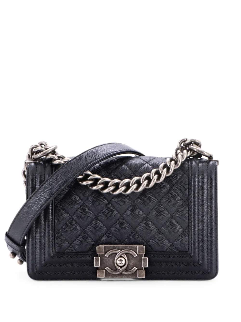 CHANEL Pre-Owned Boy Flap Bag Quilted Caviar Small crossbody bag - Black